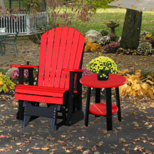 2adirondackgliderredblackwithendtable
