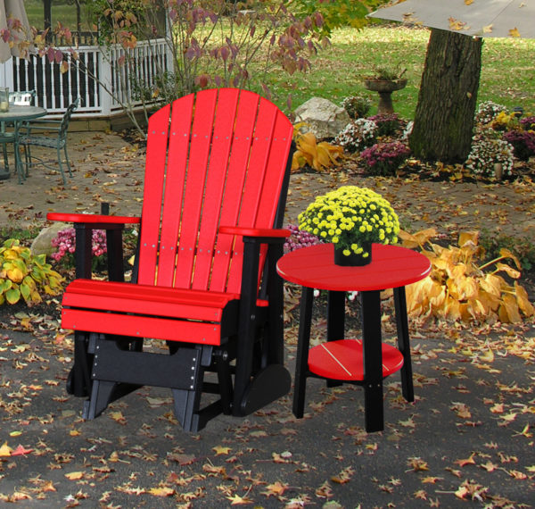 2adirondackgliderredblackwithendtable