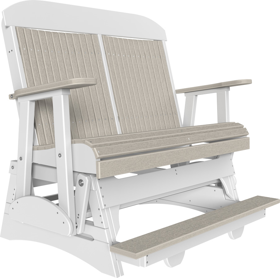 4' classic balcony glider birch woodgrain:white